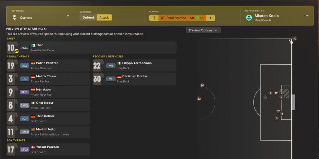 FM24 Set Piece Routines | Attack Corners