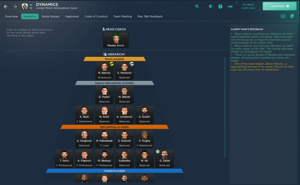FM24 Team Dynamics Leadership - Balancing the Needs of Star Players and Team Chemistry