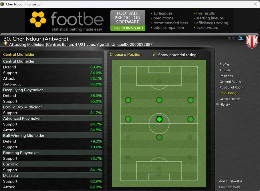 FM24 Genie Scout Free Download - Player Roles Scouting Rating