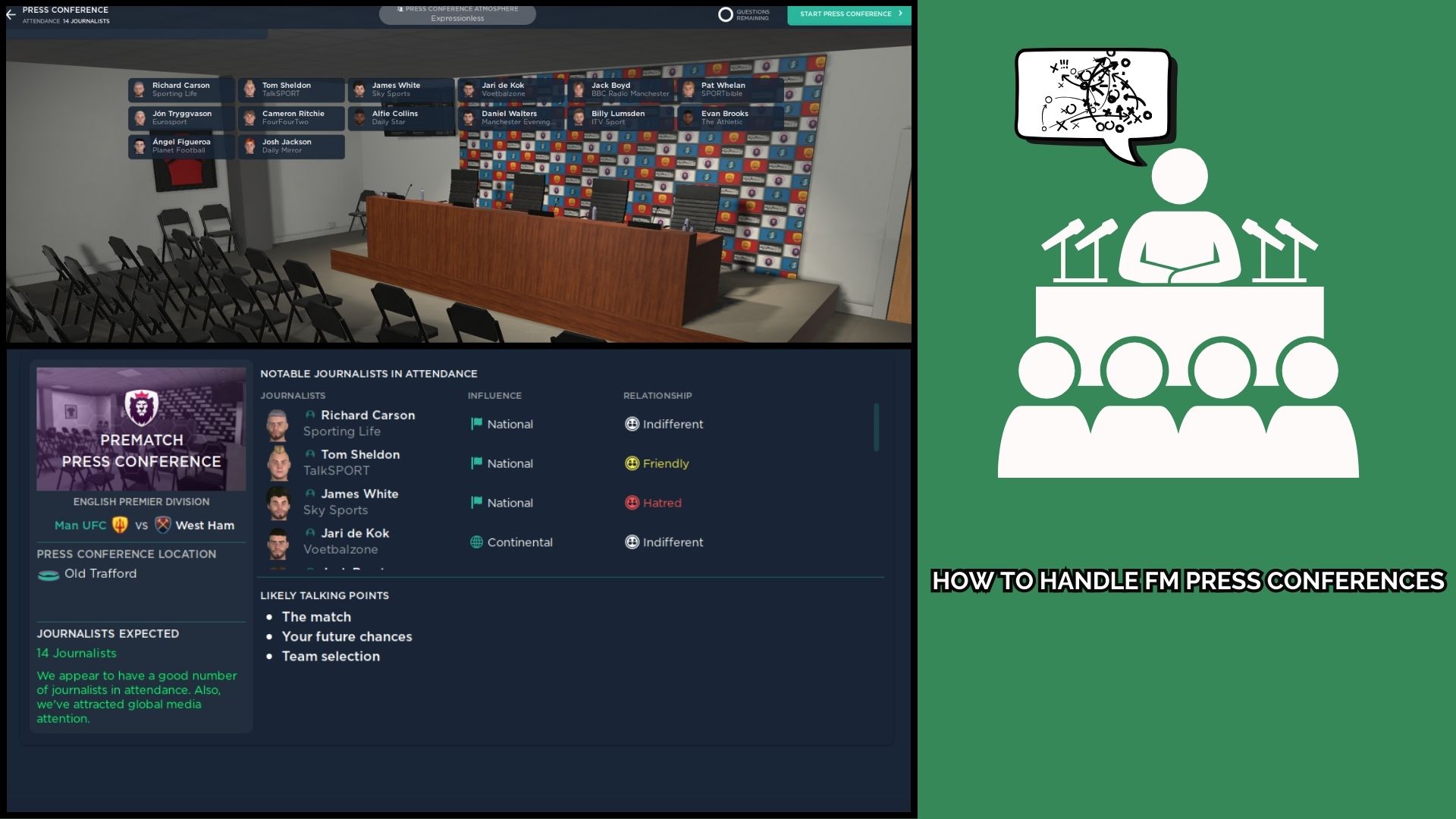 Football Manager 24 Press Conferences and Tunnel Interviews Handling